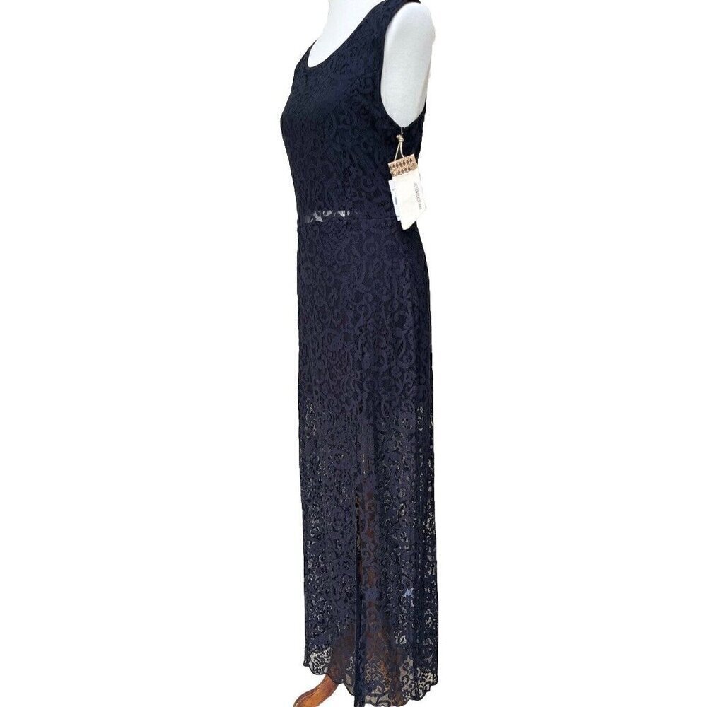 Sea Gypsies By Coven Black Ebony Lace Maxi Illusion Dress Size M - Picture 4 of 16